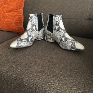 French Connection snakeskin ankle booties